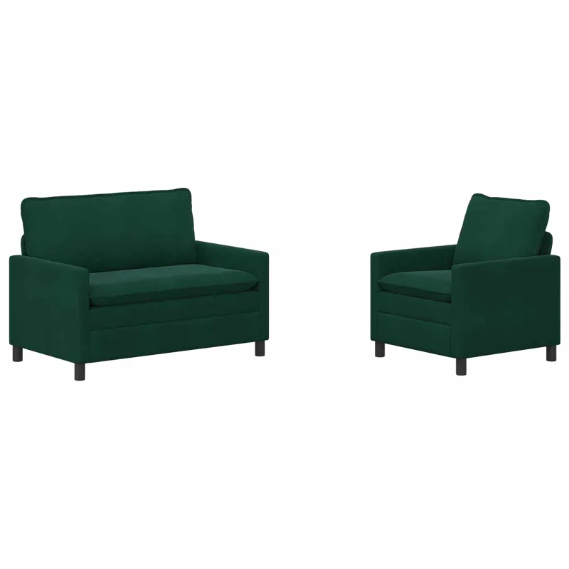 Sofos komplektas 2 pcs Tamsiai žalia Aksomas