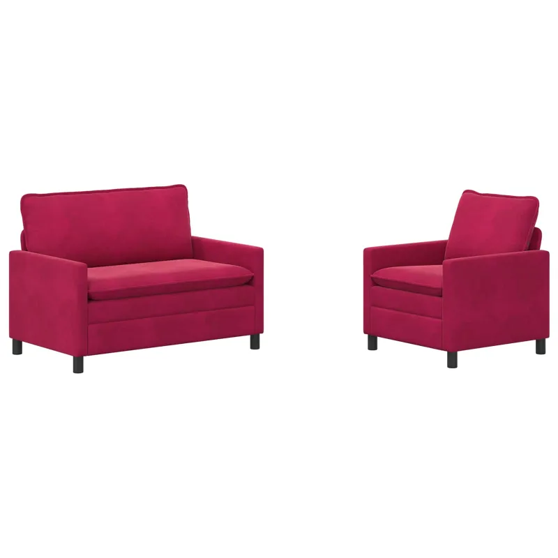 Sofos komplektas 2 pcs Vyno raudona Aksomas