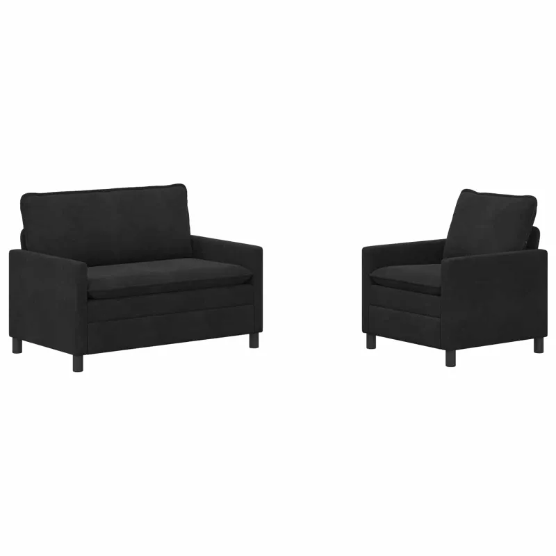 Sofos komplektas 2 pcs Juoda Aksomas