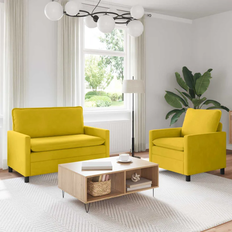 Sofos komplektas 2 pcs Geltona Aksomas