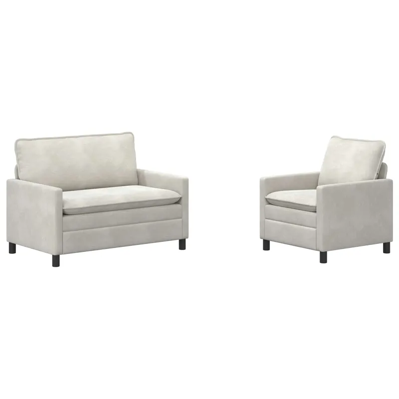 Sofos komplektas 2 pcs Kreminė Aksomas