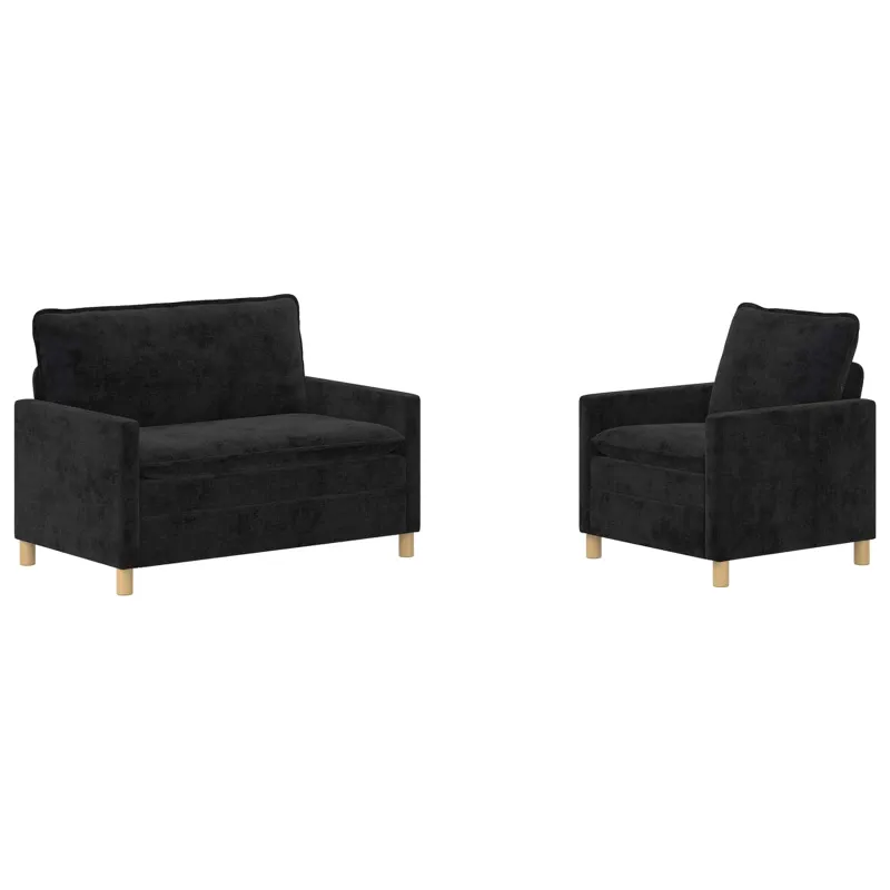 Sofos komplektas 2 pcs Juoda Poliesteris