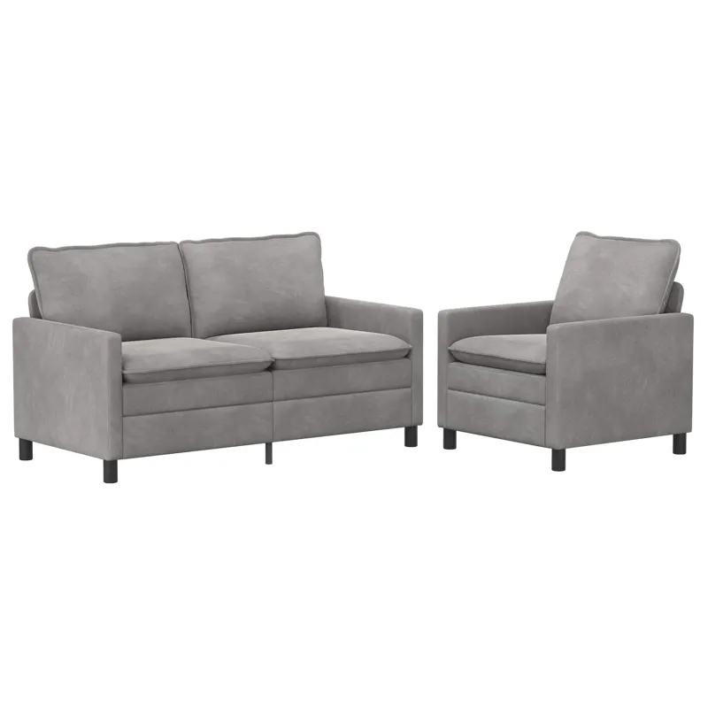 Sofos komplektas 2 pcs Šviesiai pilka Aksomas