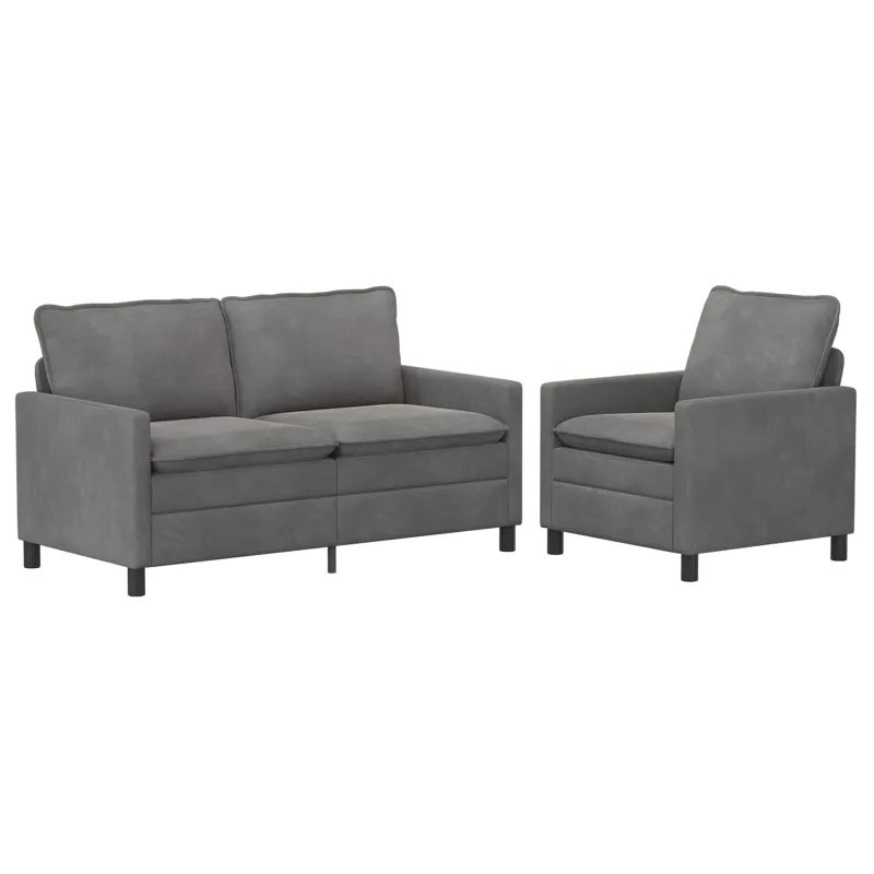 Sofos komplektas 2 pcs Tamsiai pilka Aksomas