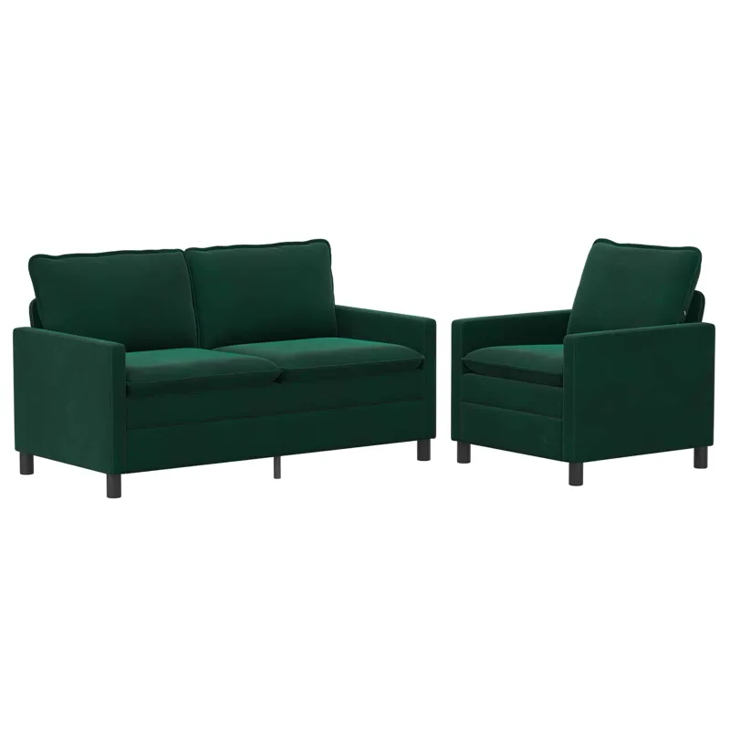 Sofos komplektas 2 pcs Tamsiai žalia Aksomas