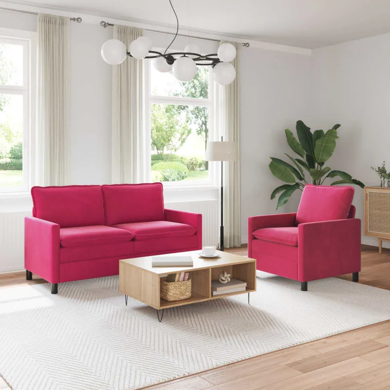 Sofos komplektas 2 pcs Vyno raudona Aksomas