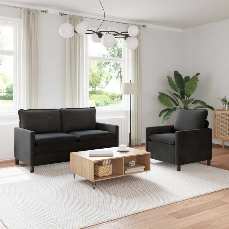 Sofos komplektas 2 pcs Juoda Aksomas