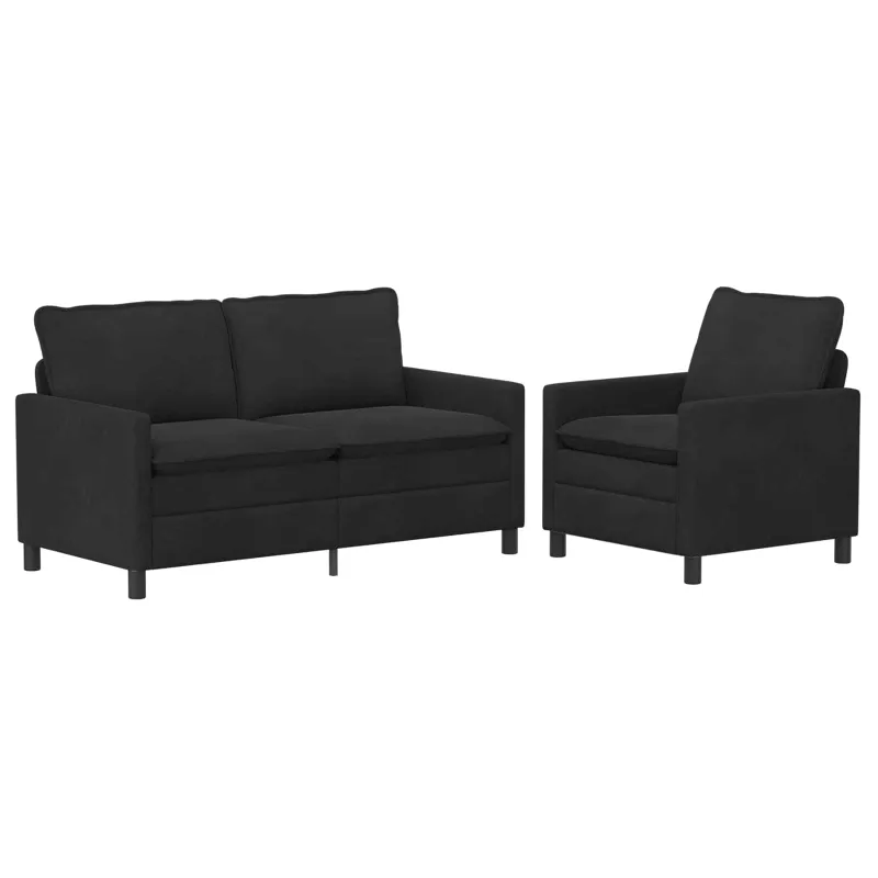 Sofos komplektas 2 pcs Juoda Aksomas