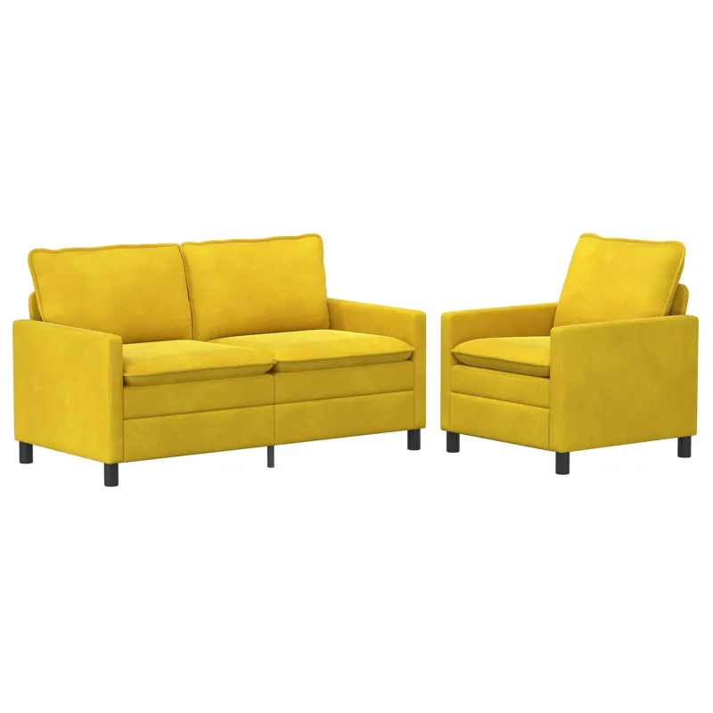 Sofos komplektas 2 pcs Geltona Aksomas