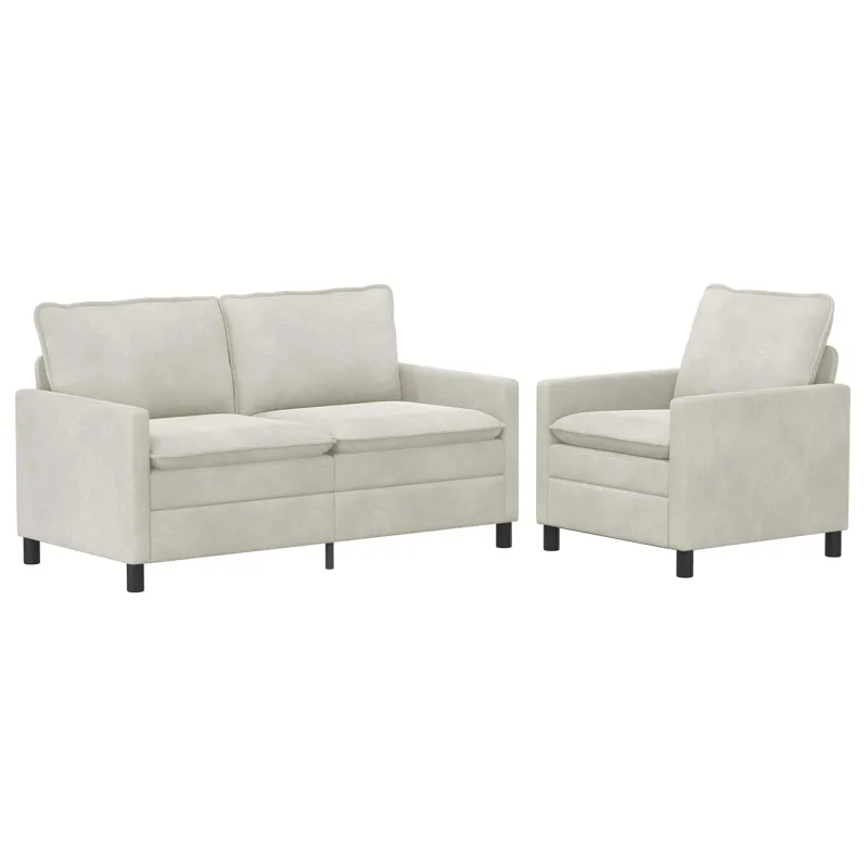 Sofos komplektas 2 pcs Kreminė Aksomas