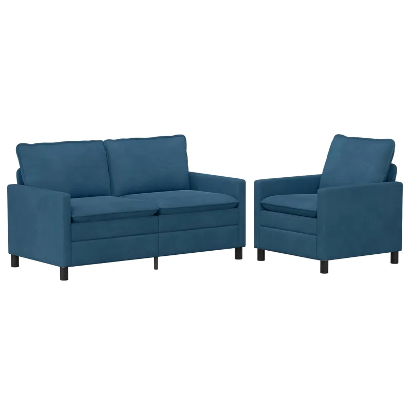 Sofos komplektas 2 pcs Mėlyna Aksomas