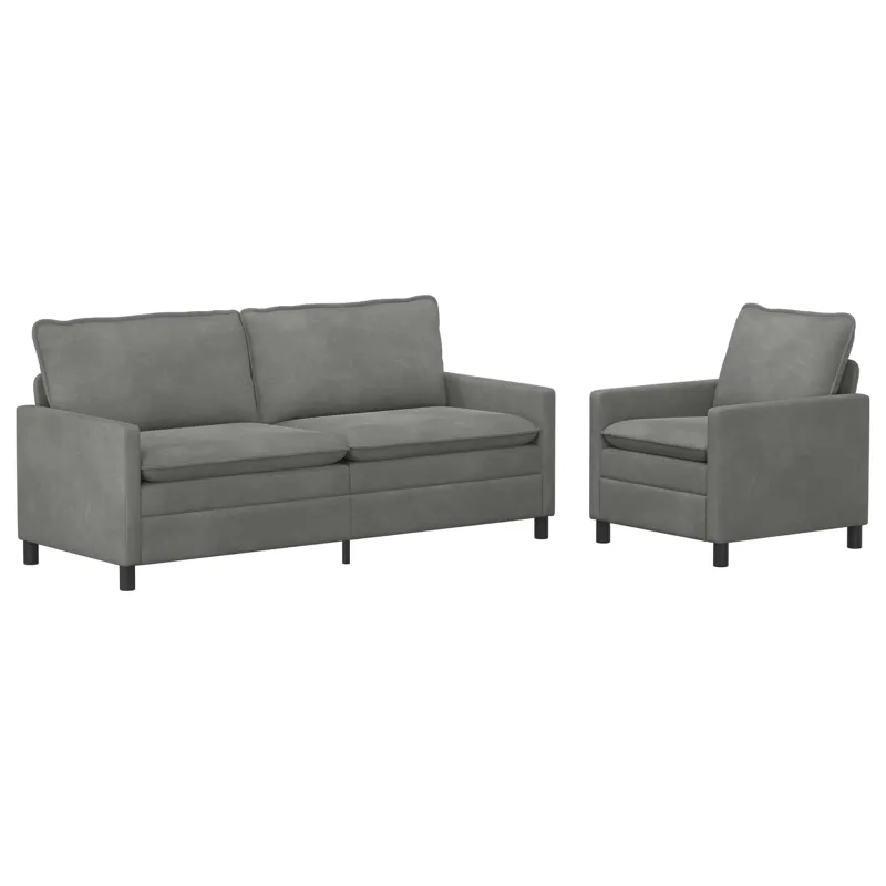 Sofos komplektas 2 pcs Tamsiai pilka Aksomas