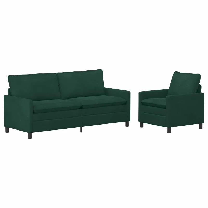 Sofos komplektas 2 pcs Tamsiai žalia Aksomas