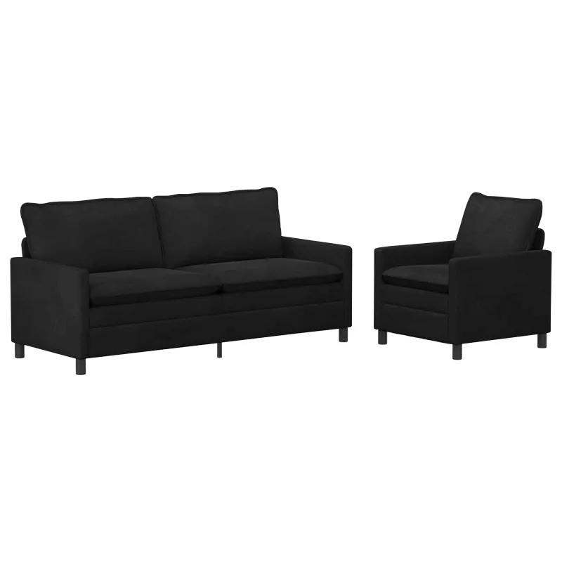 Sofos komplektas 2 pcs Juoda Aksomas