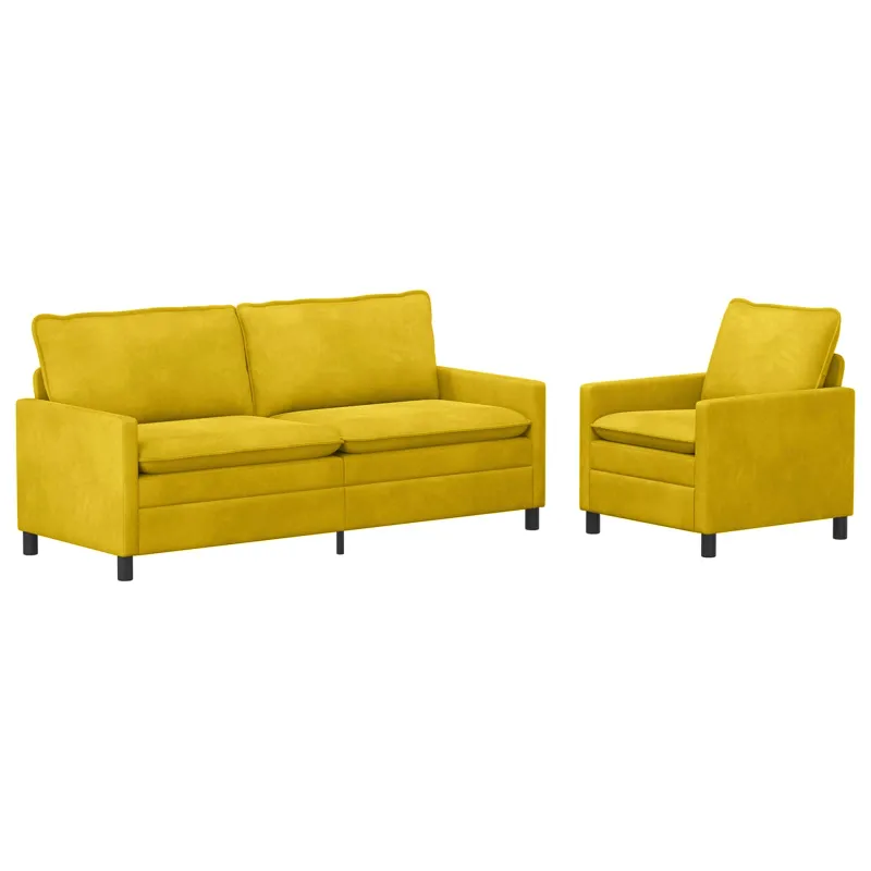 Sofos komplektas 2 pcs Geltona Aksomas