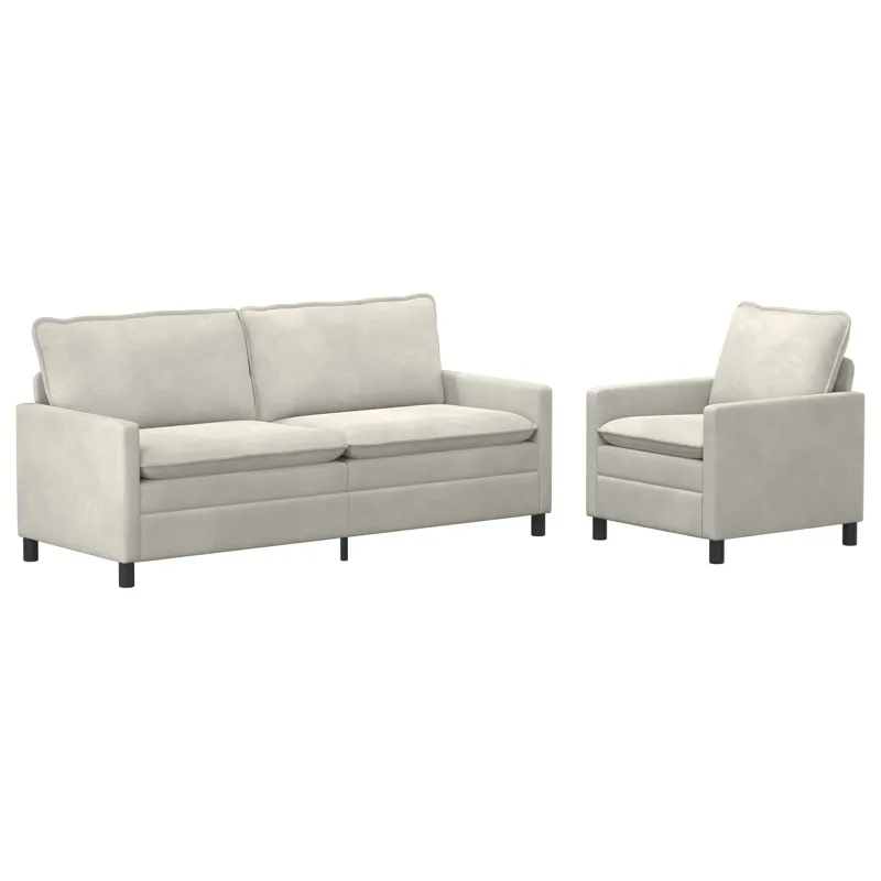 Sofos komplektas 2 pcs Kreminė Aksomas