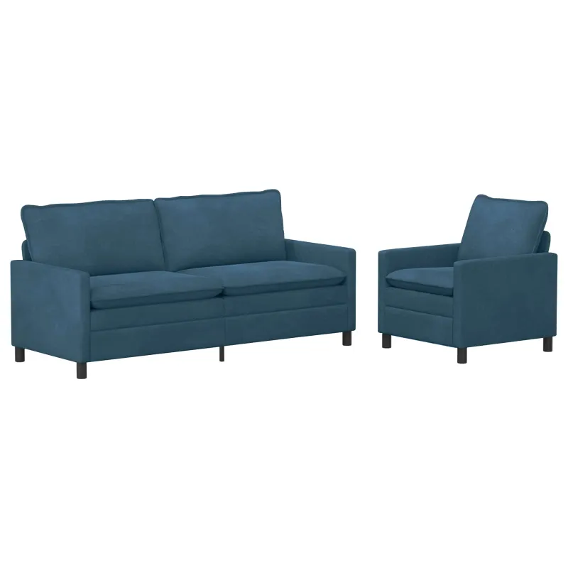 Sofos komplektas 2 pcs Mėlyna Aksomas
