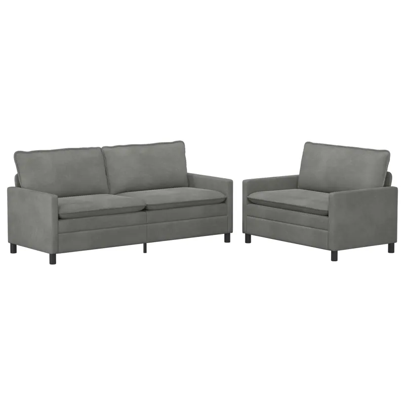 Sofos komplektas 2 pcs Tamsiai pilka Aksomas