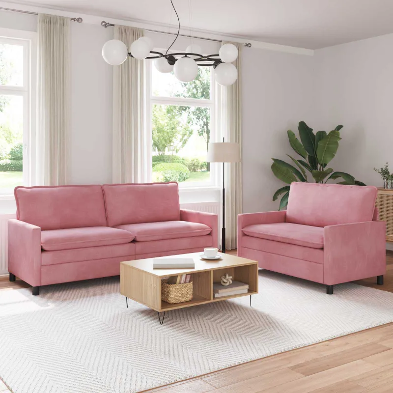 Sofos komplektas 2 pcs Rožinė Aksomas