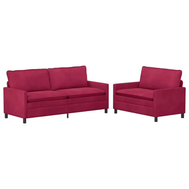 Sofos komplektas 2 pcs Vyno raudona Aksomas