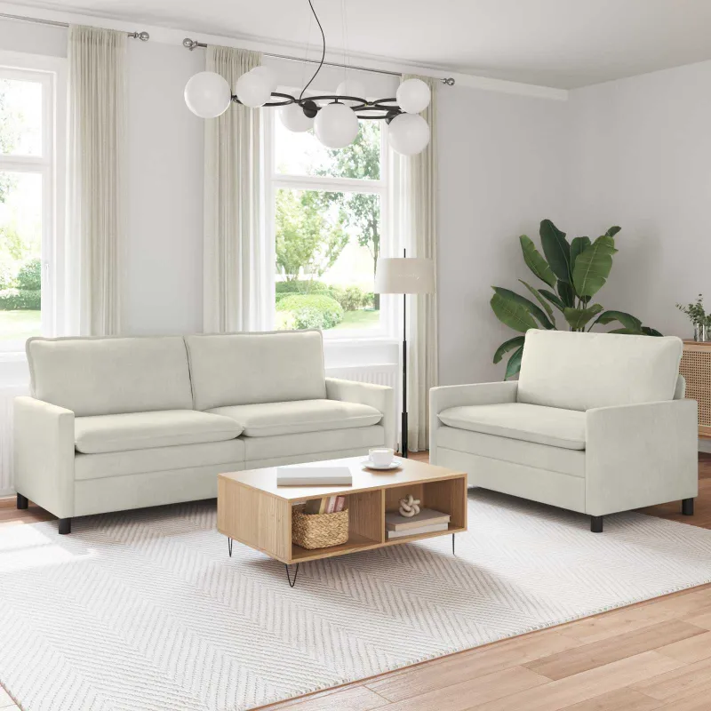 Sofos komplektas 2 pcs Kreminė Aksomas