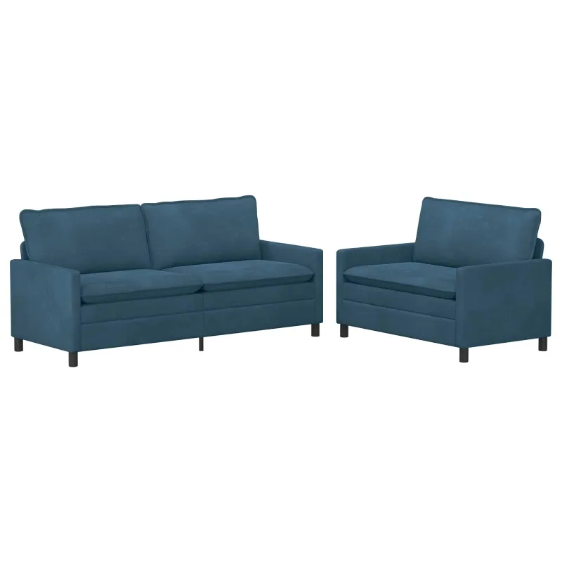 Sofos komplektas 2 pcs Mėlyna Aksomas