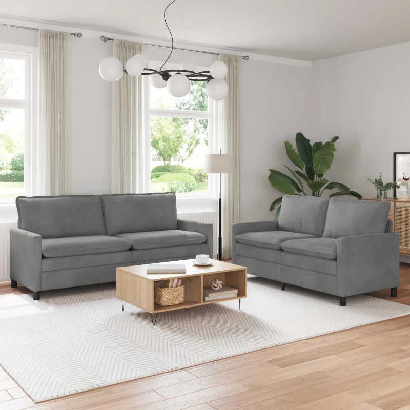 Sofos komplektas 2 pcs Tamsiai pilka Aksomas
