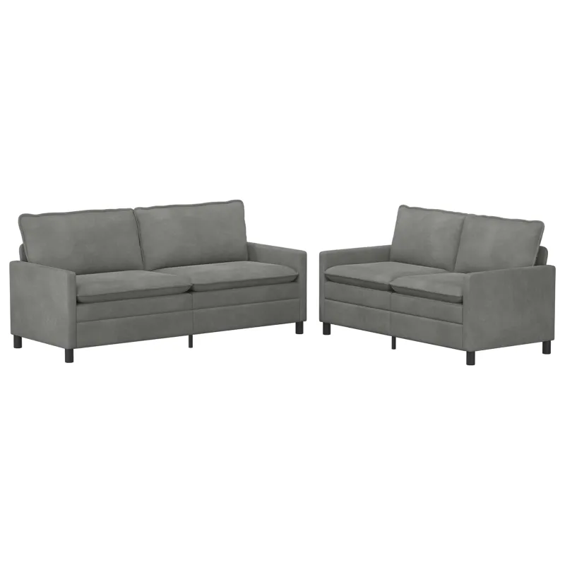 Sofos komplektas 2 pcs Tamsiai pilka Aksomas