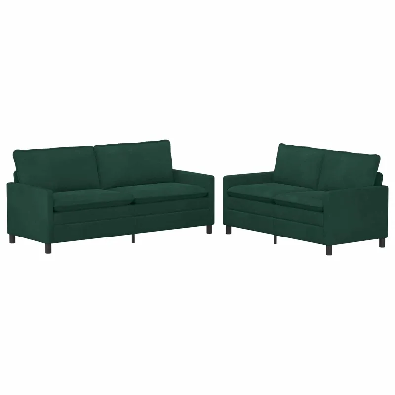 Sofos komplektas 2 pcs Tamsiai žalia Aksomas