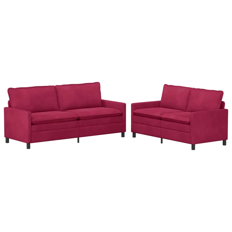 Sofos komplektas 2 pcs Vyno raudona Aksomas