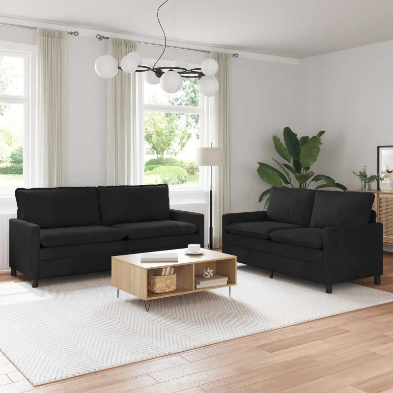 Sofos komplektas 2 pcs Juoda Aksomas