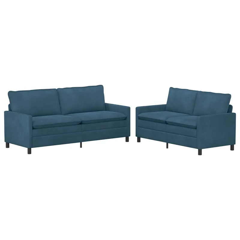 Sofos komplektas 2 pcs Mėlyna Aksomas