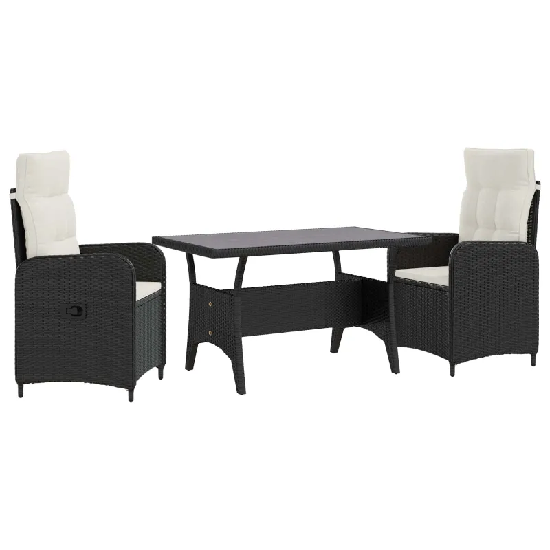 Lauko valgomojo komplektas 3 pcs Juoda ir kreminė balta