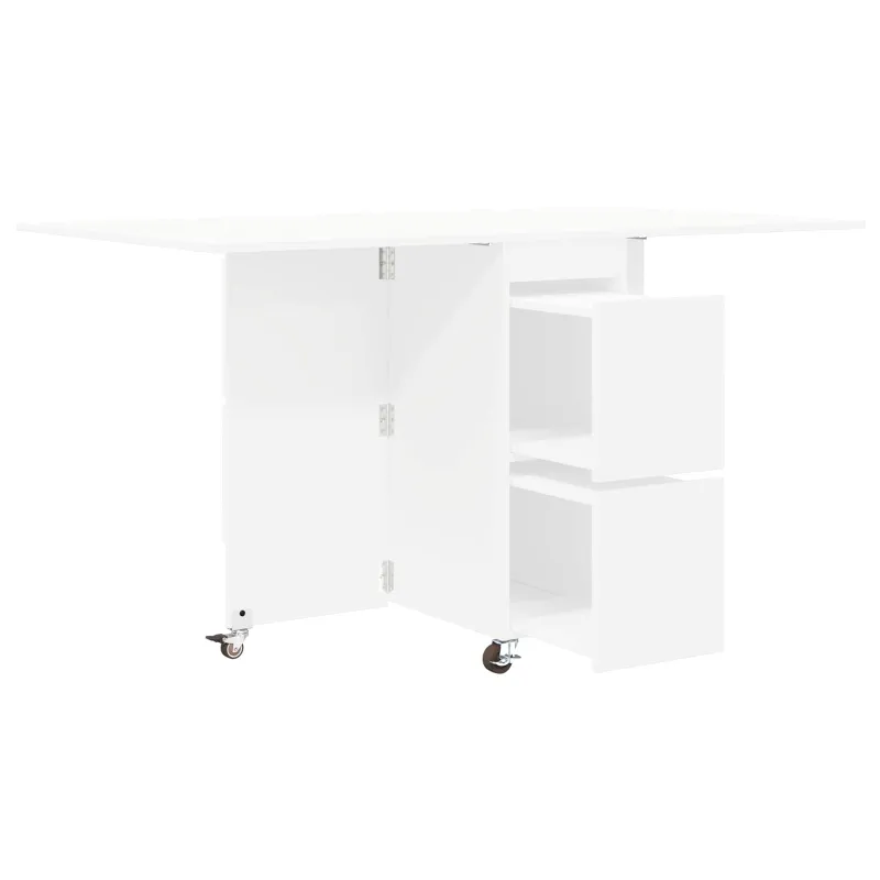 Valgomojo stalas 2 pcs 140 x 80 x 77 cm Apdirbta mediena Balta