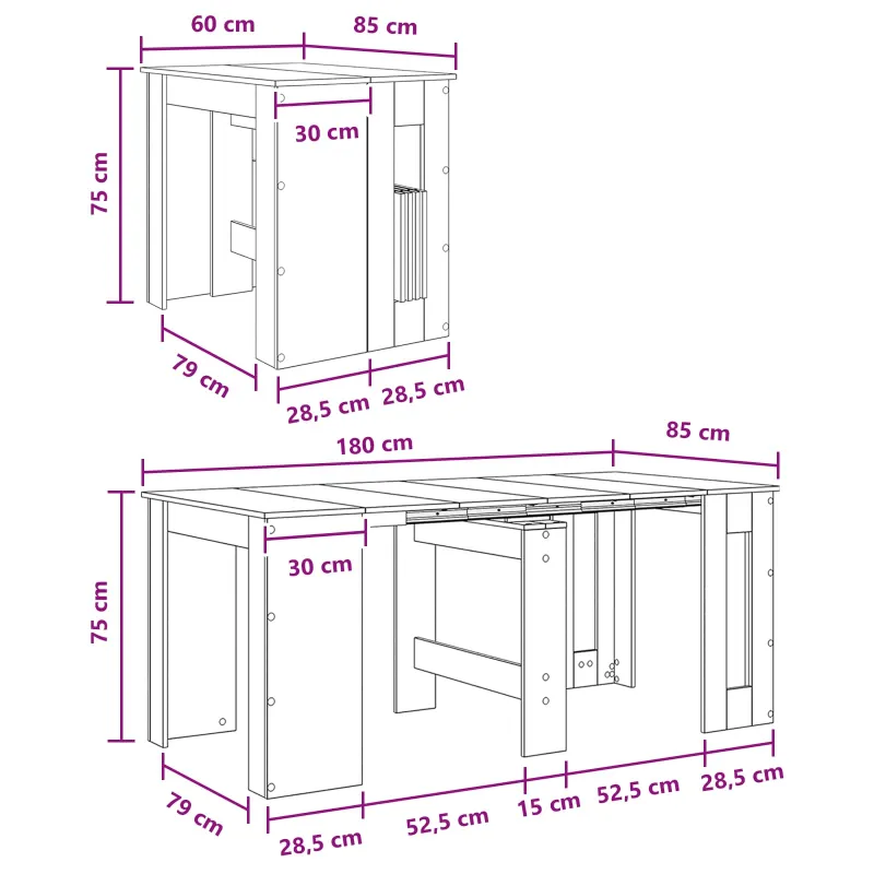 Valgomojo stalas 180 x 85 x 75 cm Apdirbta mediena Pilka Sonoma