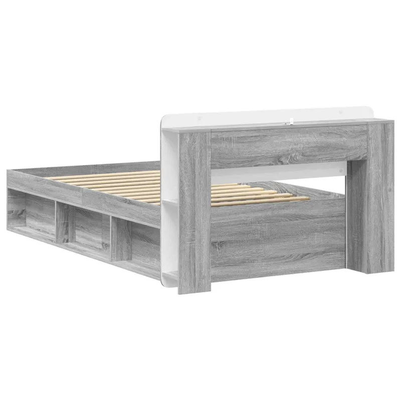 Lovos rėmas su saugojimu su galvūgalio Pilka Sonoma 80 x 200 cm