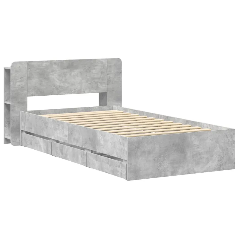Lovos rėmas su saugojimu su galvūgalio Betono pilka 75 x 190 cm