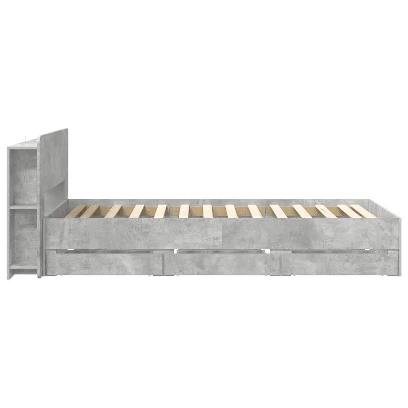 Lovos rėmas su saugojimu su galvūgalio Betono pilka 75 x 190 cm