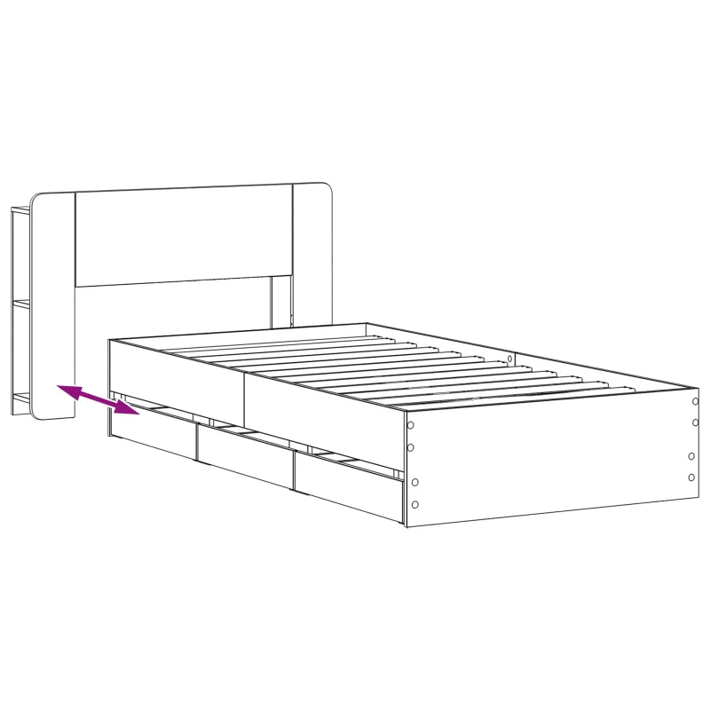Lovos rėmas su saugojimu su galvūgalio Betono pilka 75 x 190 cm