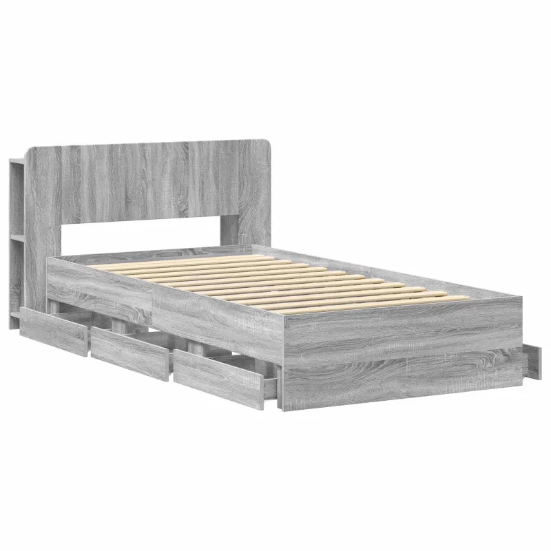Lovos rėmas su saugojimu su galvūgalio Pilka Sonoma 75 x 190 cm