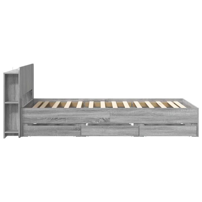 Lovos rėmas su saugojimu su galvūgalio Pilka Sonoma 75 x 190 cm