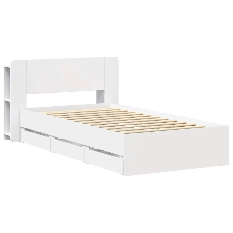 Lovos rėmas su saugojimu Balta 75 x 190 cm Apdirbta mediena
