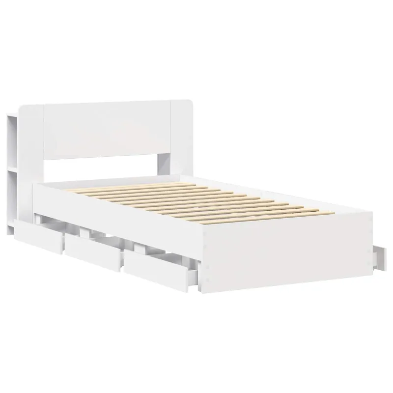 Lovos rėmas su saugojimu Balta 75 x 190 cm Apdirbta mediena
