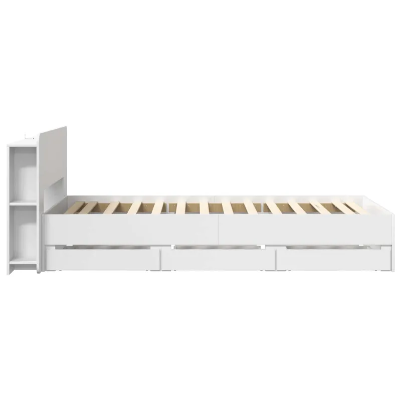 Lovos rėmas su saugojimu Balta 75 x 190 cm Apdirbta mediena