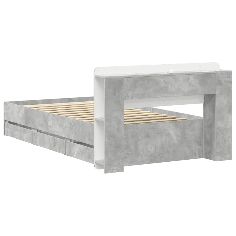Lovos rėmas su saugojimu su galvūgalio Betono pilka 80 x 200 cm