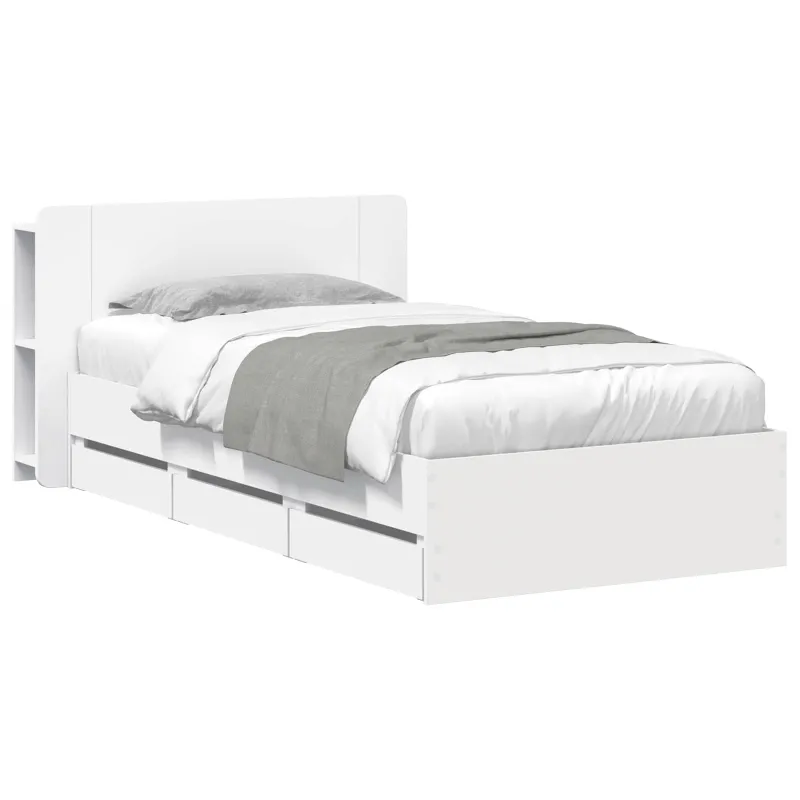 Lovos rėmas su saugojimu Balta 80 x 200 cm Apdirbta mediena