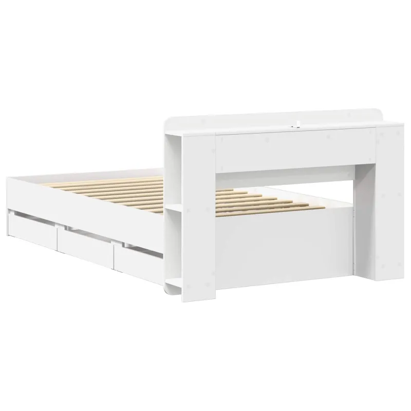 Lovos rėmas su saugojimu Balta 80 x 200 cm Apdirbta mediena