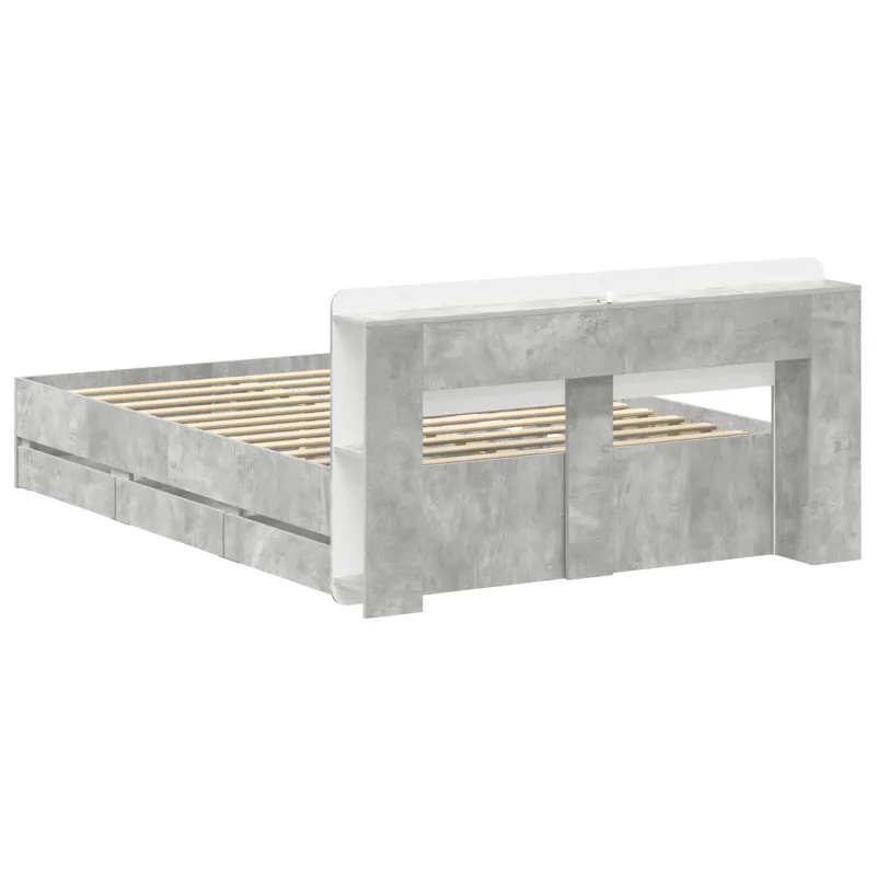 Lovos rėmas su saugojimu Betono pilka 150 x 200 cm