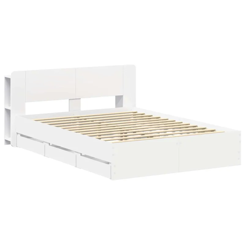 Lovos rėmas su saugojimu Balta 150 x 200 cm Apdirbta mediena