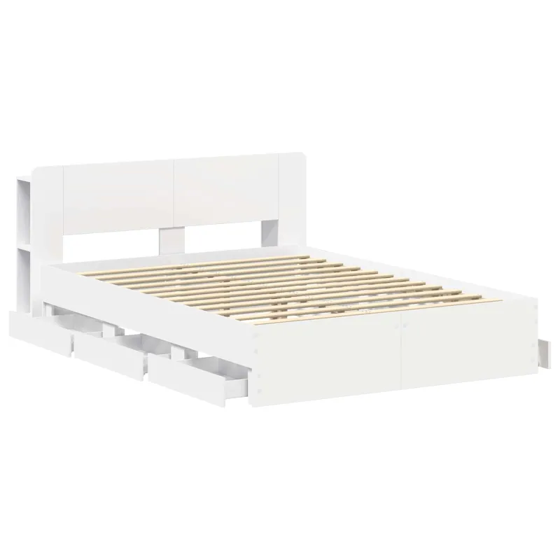 Lovos rėmas su saugojimu Balta 150 x 200 cm Apdirbta mediena